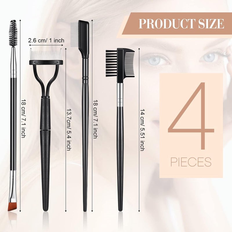 Skyley 4 Pieces Eyebrow Brush Eyelash Separator Brow Comb and Lash Spoolie Professional Eye Makeup Tools Metal Folding Lash Comb Black Double Head Eyelash Brush - Image 2